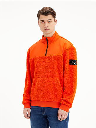 CALVIN KLEIN JEANS | Troyersweater in Felloptik | orange