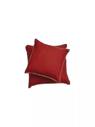 DAVID FUSSENEGGER | Kissenhülle mit Zierstich 50x50cm (Anthrazit) (Anthrazit) | rot