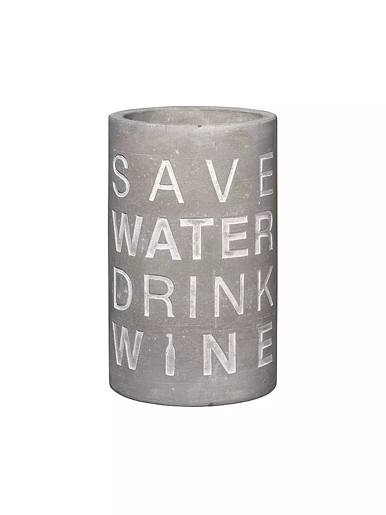 RAEDER | Weinkühler aus Beton 21cm "Save Water - Drink Wine" | grau