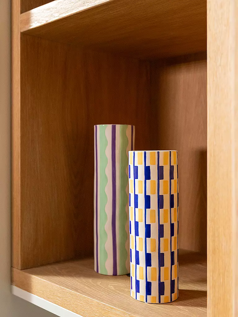 &K AMSTERDAM | Vase CLASH OBLONG Bunt | blau