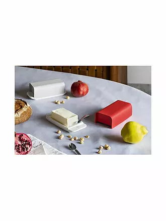 ALESSI | Butterdose Mattina 9,5cm Warmgrau | rot