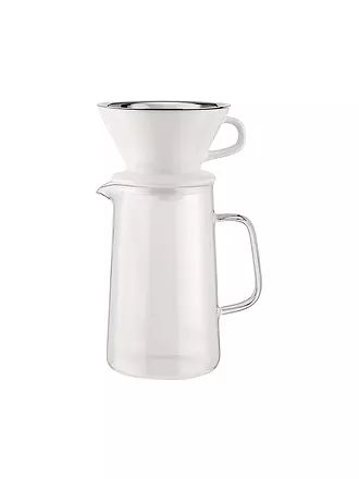 ALESSI | Kaffee Set 3-tlg SLOW COFFEE Glas/Weiss/Edelstahl | transparent