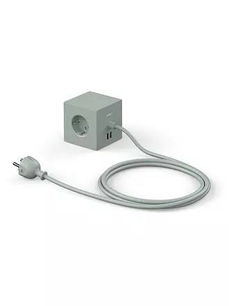 AVOLT | Mehrfachsteckdose Square 1 F 1.8MT Oak Green | hellgrau