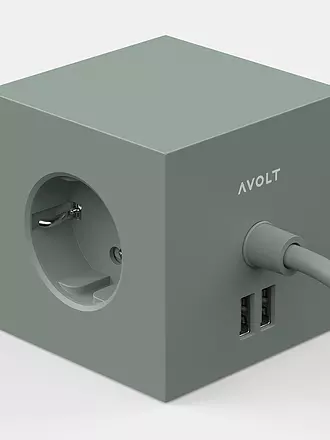 AVOLT | Mehrfachsteckdose Square 1 F 1.8MT Oak Green | hellgrau