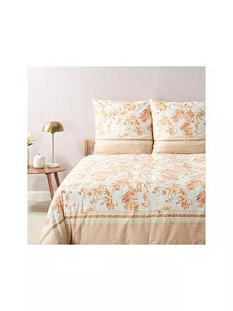 BASSETTI | Satin Bettwäsche IBISCUS 70x90cm/140x200cm Weiss/Blau | beige