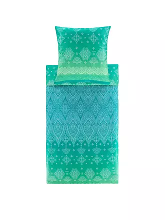 BASSETTI | Satin Bettwäsche KERALA 2x 70x90cm / 200x200cm Gruen | blau