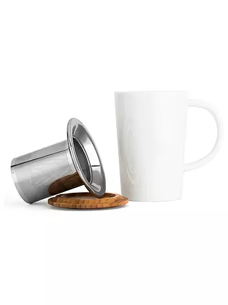BREDEMEIJER | Tee-Becher mit Filter und Bambus-Deckel 0,4l Weiss | weiss