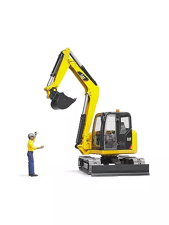 BRUDER | CAT Caterpillar Minibagger mit Bauarbeiter 02466 Profi | gelb