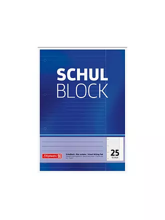 BRUNNEN VERLAG | Schulblock A4 - 50 Blatt liniert mit Rand | keine Farbe