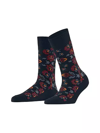 BURLINGTON | Damen Socken VELVET BLOOMS 36-41 marine | dunkelrot