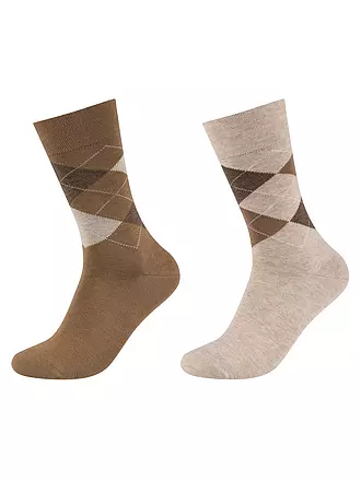 CAMANO | Herren Socken 2er Pkg ARGYLE infinity | hellbraun