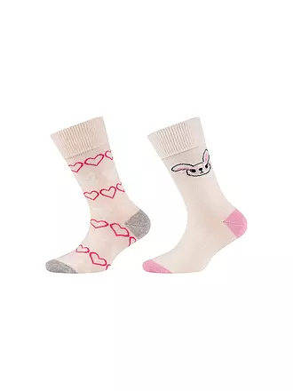 CAMANO | Mädchen Socken 2-er Pkg shocking pink | creme