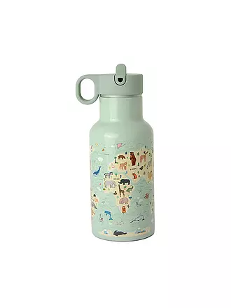 CHIC.MIC | Thermosflasche bioloco sky kids 350ml Animal Map | dunkelgrün