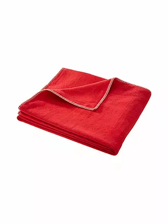 DAVID FUSSENEGGER | Flanelldecke mit Zierstich 140x200cm (Rot) | dunkelblau