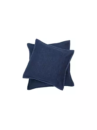 DAVID FUSSENEGGER | Kissenhülle mit Zierstich 50x50cm (Rohweiß) | dunkelblau