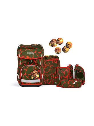 ERGOBAG | Schultaschen Set 6tlg CUBO Light Lumi - FeuerspeiBär | olive