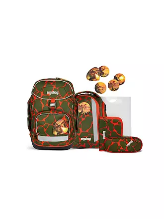 ERGOBAG | Schultaschen Set 6tlg PACK Lumi - FeuerspeiBär | olive