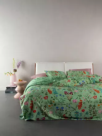 ESSENZA | Satin-Bettwäsche MARIGOLD 70x90cm/140x200cm Vanilla | hellgrün