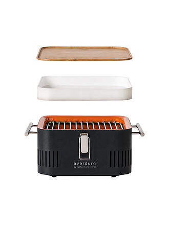 EVERDURE BY HESTON BLUMENTHAL | Tragbarer Holzkohlegrill CUBE Graphite | orange