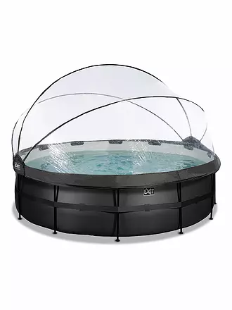 EXIT TOYS | Black Leather Pool ø488x122cm mit Abdeckung und Sandfilterpumpe | 