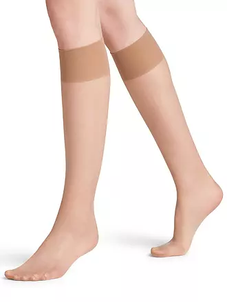 FALKE | Kniestrümpfe Seidenglatt 15 DEN black | beige