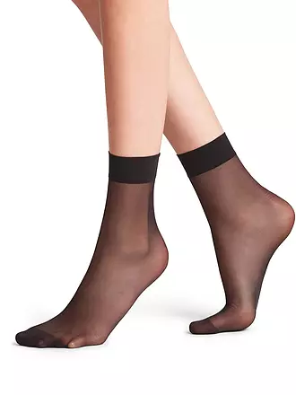 FALKE | Söckchen SEIDENGLATT 15 DEN black | beige