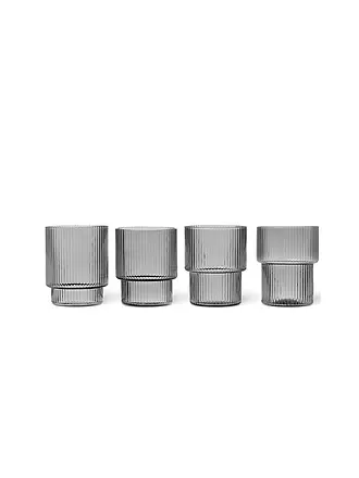 FERM LIVING | Glas 4er Set RIPPLE Smoked Grey | 