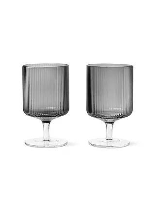 FERM LIVING | Weinglas 2er Set Ripple Clear | grau