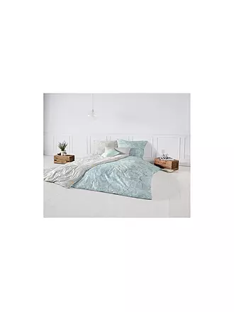 FLEURESSE | Satin Bettwäsche MODERN GARDEN 70x90cm/140x200cm | hellblau