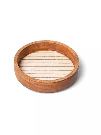 FYNCH HATTON | Holztablett 22cm klein SINGA Leaf Green Stripe | gelb