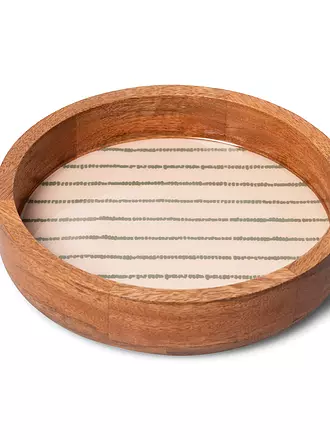 FYNCH HATTON | Holztablett 22cm klein SINGA Lemon Stripe | dunkelgrün