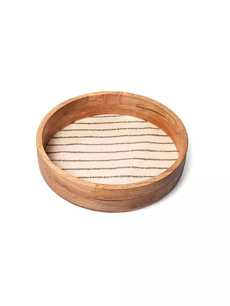 FYNCH HATTON | Holztablett 32cm groß SINGA Lemon Stripe | dunkelgrün