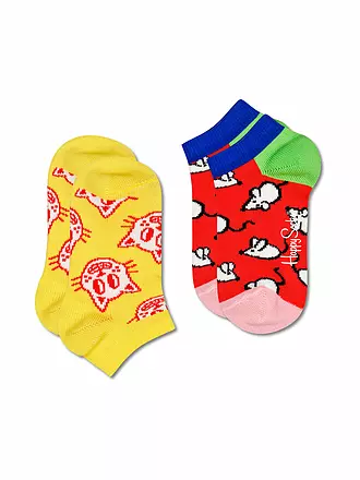 HAPPY SOCKS | Kinder Sneaker Socken 2-er Pkg. CAT & MOUSE yellow | gelb