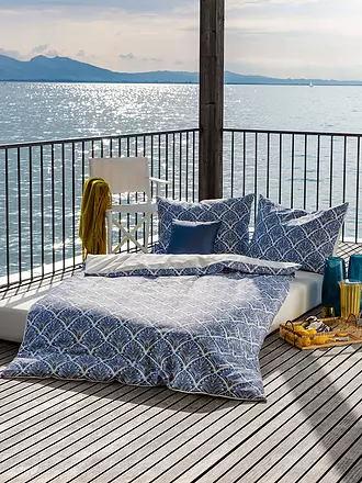 HEFEL | Tencel Bettwäsche Nice 70x90cm / 140x200cm Elfenbein | blau