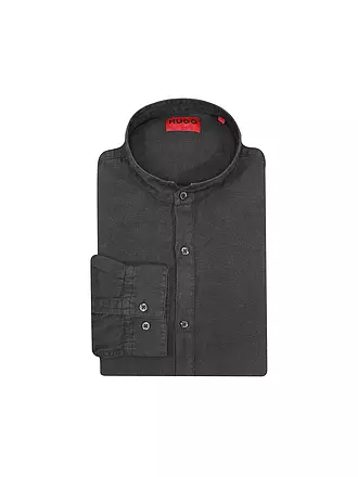 HUGO | Leinenhemd Slim Fit ELVORY | schwarz