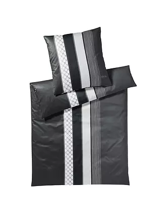 JOOP | Satin Bettwäsche Cornflower Stripes 70x90cm / 140x220cm Deep Coal | grau