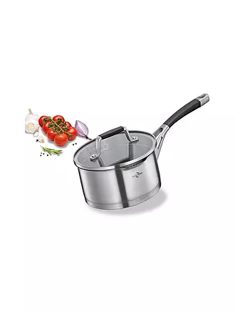 KÜCHENPROFI | Stielkasserolle 16cm/1,5l  BOLOGNA Edelstahl /Schwarz | silber