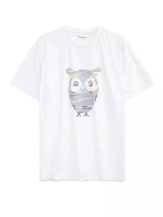 KNOWLEDGE COTTON APPAREL | T-Shirt BIG OWL COLOUR PRINT | weiss
