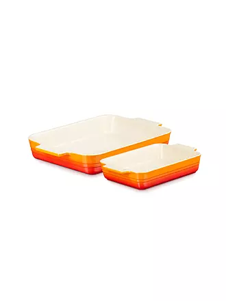 LE CREUSET | Auflaufform Set 2-er Klassik 26cm/32cm Ofenrot | creme