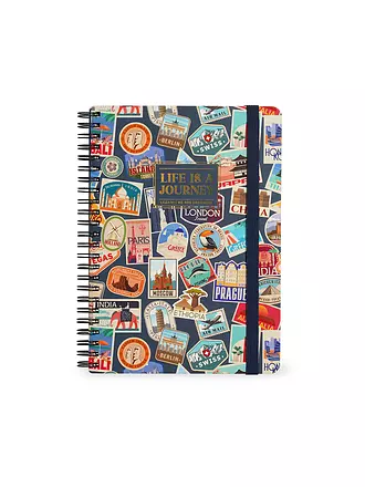 LEGAMI | Liniertes Notizbuch -Maxi - Spiralbindung - A4-Format TRAVEL STICKERS | keine Farbe