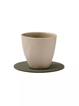 LIND DNA |  Glasuntersetzer 10cm CORDUROY RUND Light Grey | dunkelgrün