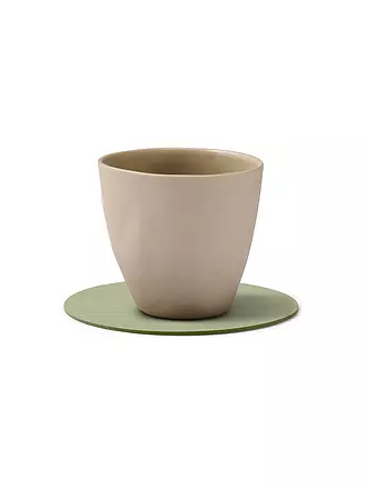 LIND DNA |  Glasuntersetzer 10cm CORDUROY RUND Light Grey | olive