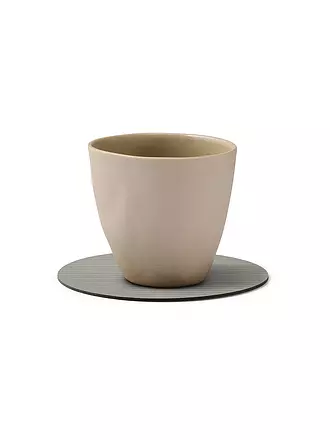 LIND DNA |  Glasuntersetzer 10cm CORDUROY RUND Light Grey | dunkelgrün