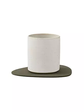 LIND DNA |  Glasuntersetzer 11x13cm CORDUROY OVAL Light Grey | dunkelgrün