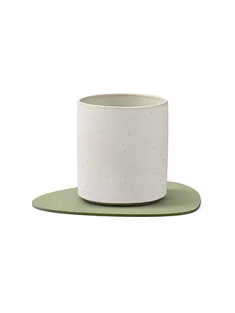 LIND DNA |  Glasuntersetzer 11x13cm CORDUROY OVAL Light Grey | olive