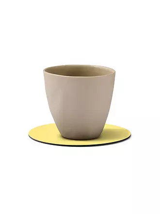 LIND DNA | Leder Untersetzer rund 10cm Caviar | gelb