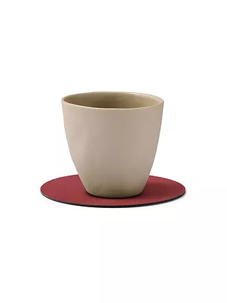 LIND DNA | Leder Untersetzer rund 10cm Caviar | rot