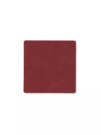 LIND DNA | Leder-Untersetzer eckig 10x10cm Olive Green | rot