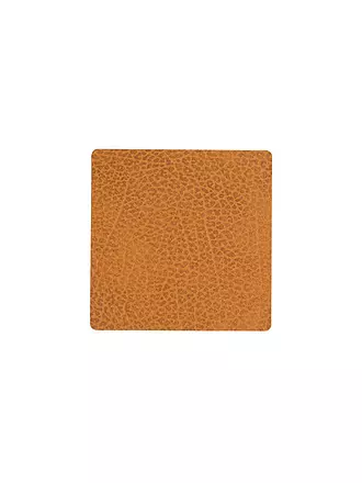 LIND DNA | Leder-Untersetzer eckig Hippo 10x10cm Curry | orange
