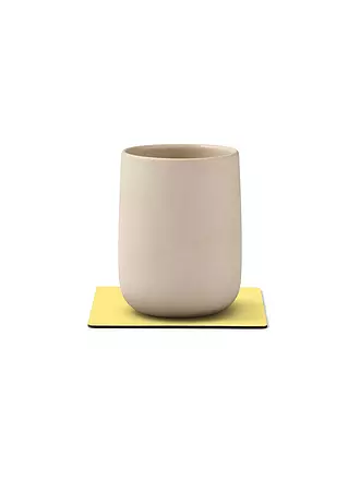 LIND DNA | Leder-Untersetzer eckig Nupo 10x10cm Antracite | gelb